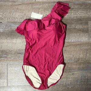 NWT Hermoza Ruffled One-Shoulder One Piece Swimsuit